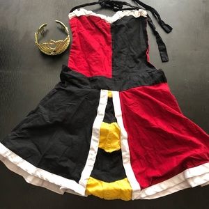 Queen of Hearts Dress Apron Costume with crown
